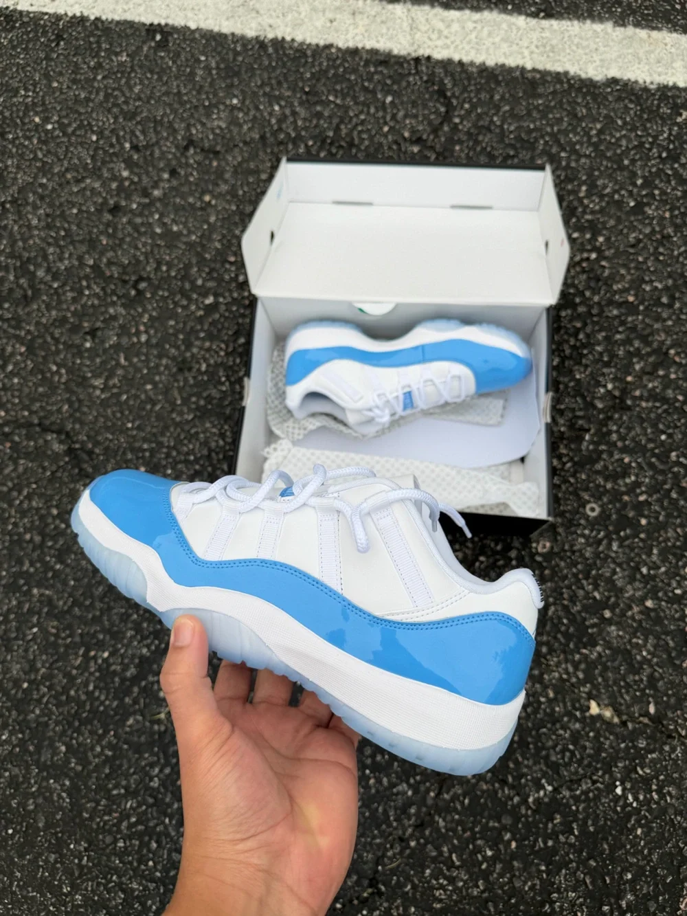 Jordan Retro 11 Low White and University Blue Men’s Athletic Shoes
